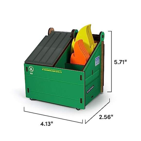 Funny Desk Dumpster Pencil Holder with 100+ Flame Note Cards, 3-Compartment - Picture 7 of 7